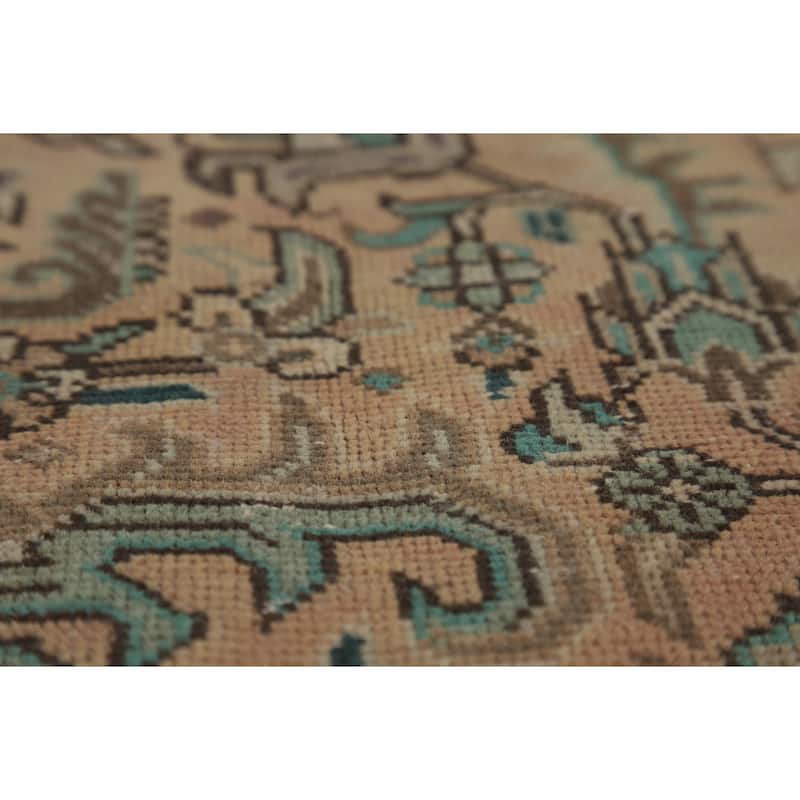 Tabriz Persian Vintage Area Rug Hand-Knotted Peach Wool Carpet - 8'4" x 11'3"