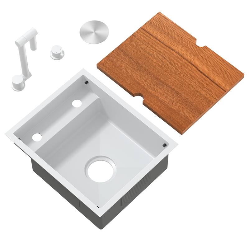 RV Sink with faucet and foldable tap - RV1518R7WT-WHITE