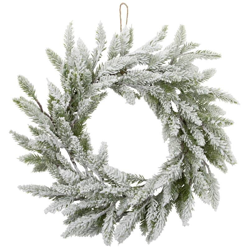 Heavily Flocked Pine Artificial Christmas Wreath - 16.5" -Unlit