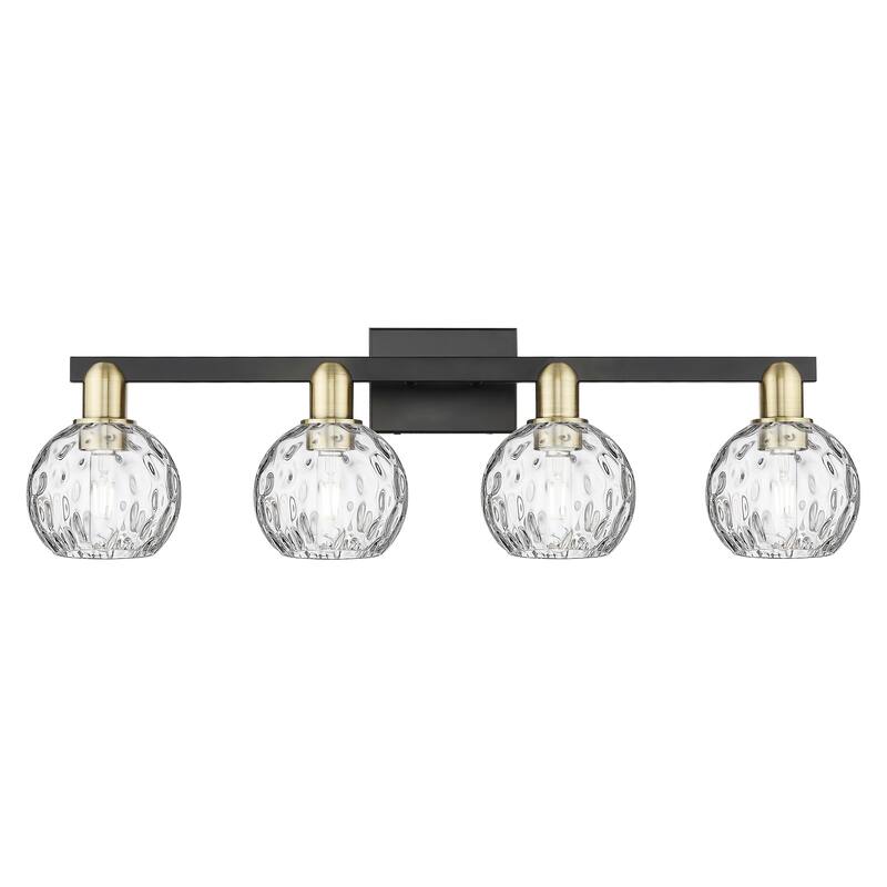 Innovations Lighting Endless Possibilities Arcadia - Athens Water Glass - 4 Light 33" Bath Vanity Light - Black Antique Brass