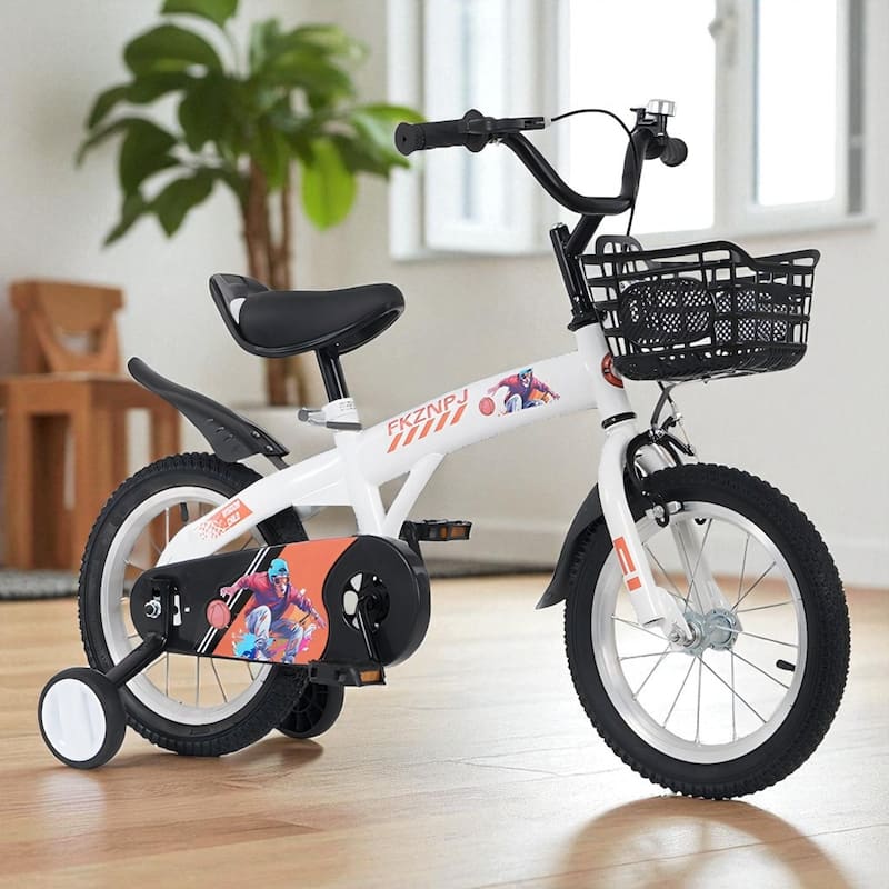 18 Inch Kids Bike with Training Wheels & Kickstand, Adjustable Saddle & Handlebar, Boys & Girls Ages 5-10