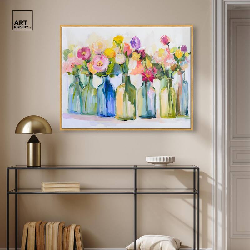 Bottles and Blooms Canvas by Art Remedy