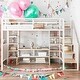 preview thumbnail 2 of 14, Full Size Metal Loft Bed with Staircase,Two 4-Tier Shelves,Low Table With 2 Mesh Shelves