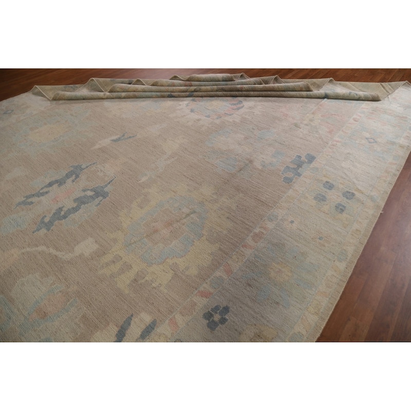 Oushak Turkish Large Area Rug Hand-knotted Floral Wool Carpet - 9'11"x 13'7"