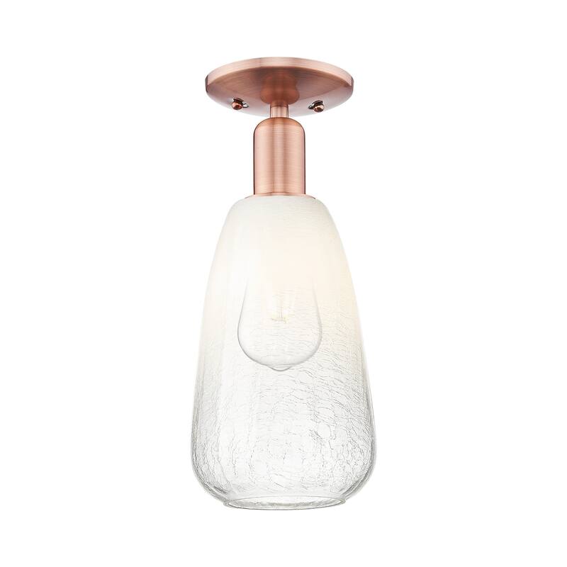 Innovations Lighting 716-1C-15-6 Brookhaven Almond Semi-Flush - Antique Copper / Opal