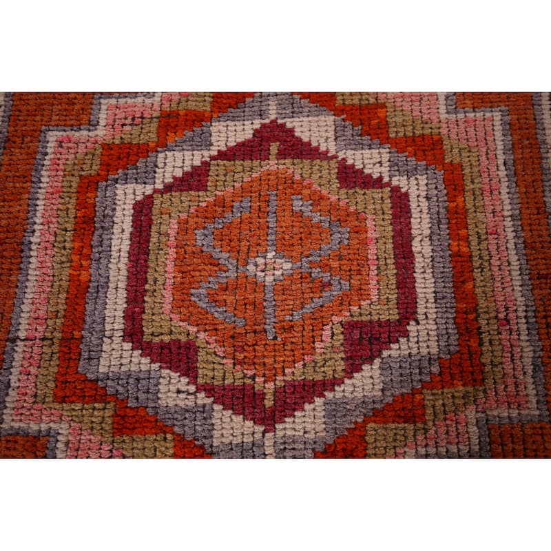 Oushak Turkish Vintage Runner Rug Hand-Knotted Foyer Wool Carpet - 2'11"x 12'10"