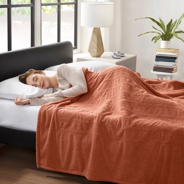 Serta Dream Soft Heated Blanket, Plush Faux Feathersoft Polyester