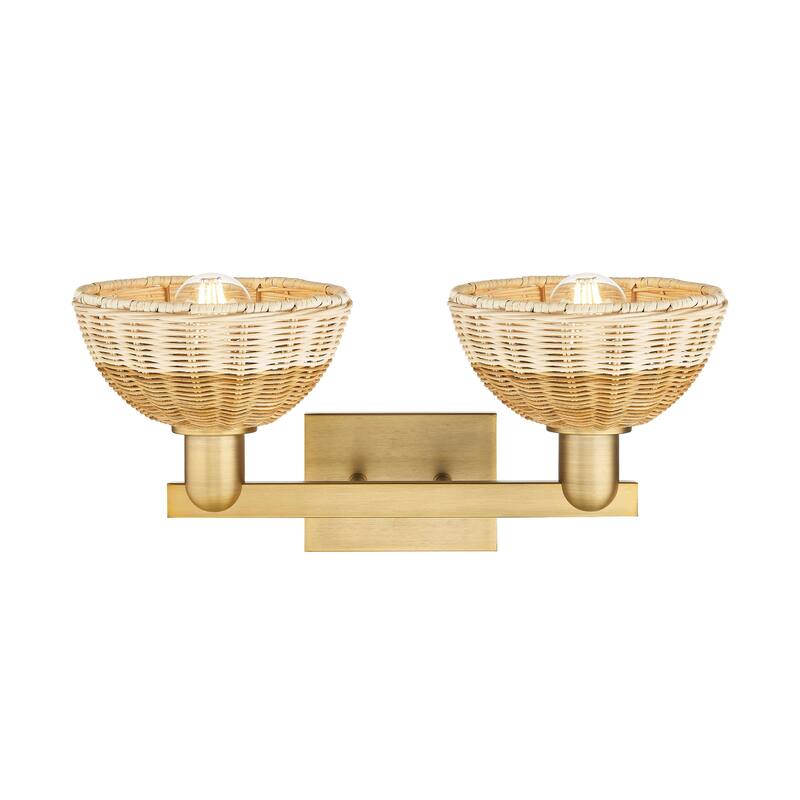 Innovations Lighting Downtown Urban - Natural Ballston Dome - 2 Light 16" Bath Vanity Light with Basketweave Shade
