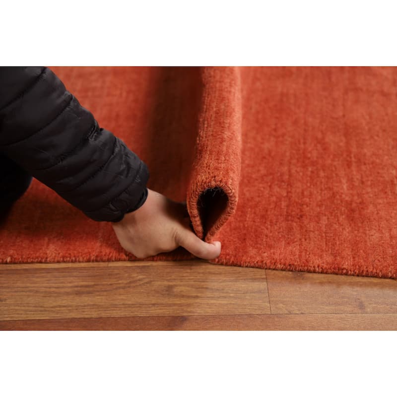 Orange Gabbeh Modern Area Rug Hand-Knotted Wool Carpet - 9'0"x 11'7"