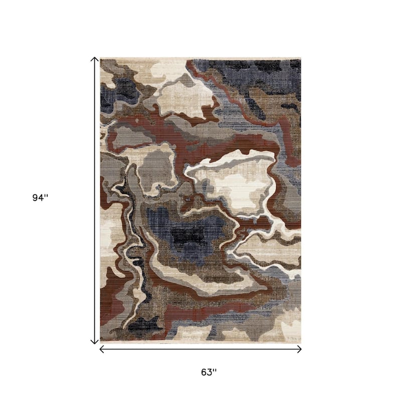 HomeRoots Abstract Modern Rectangle Area Rug - 5' X 8'