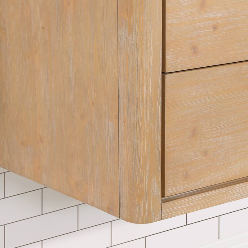 Cristo Floating Bath Vanity with White Quartz Stone Top and Mirror