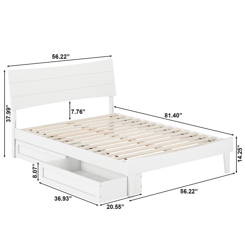 Phoenix Wood Platform Bed with Storage Drawers