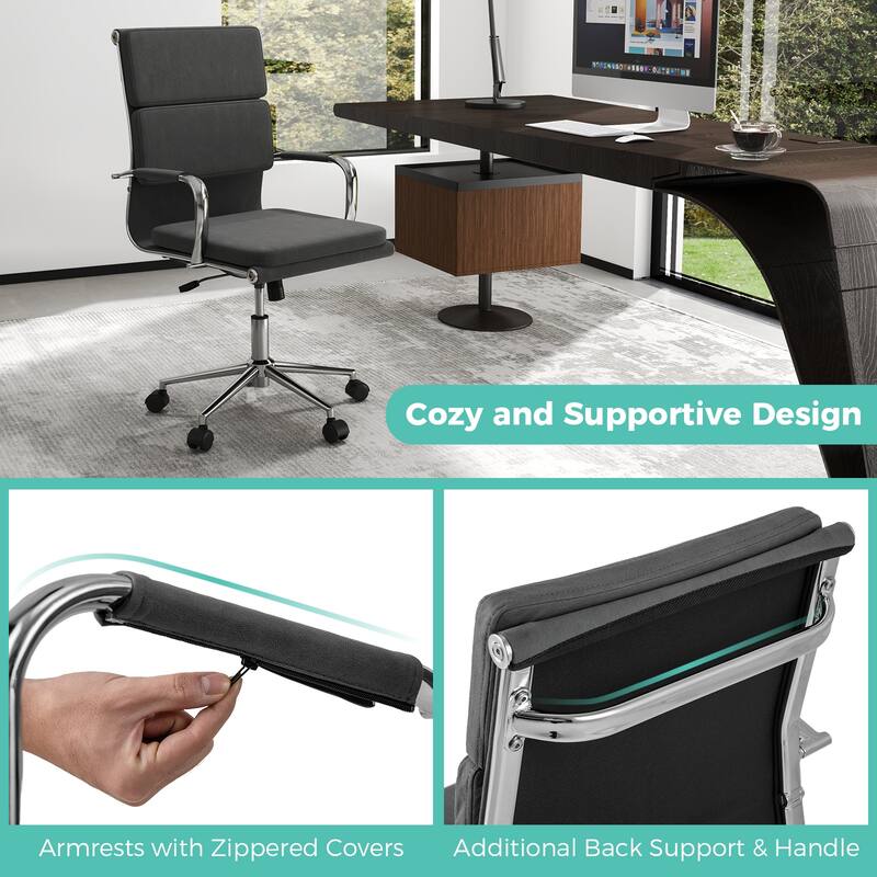 Gymax 2PCS Ergonomic Office Desk Chair w/Rocking Backrest Zippered