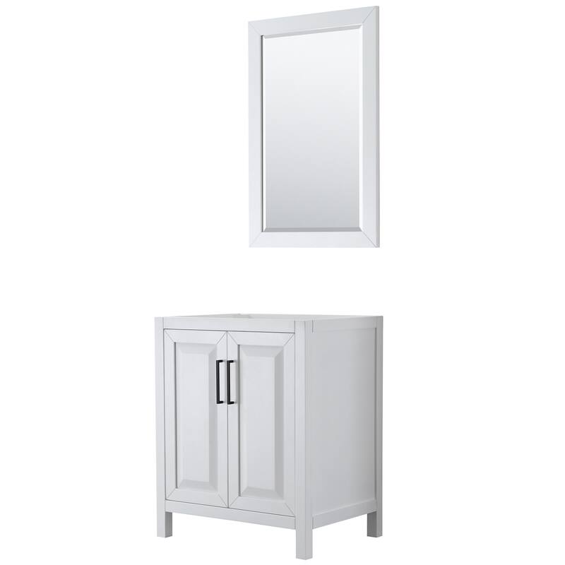 Wyndham Collection Daria 29" Single Free Standing Vanity Cabinet - - White / Matte Black Hardware