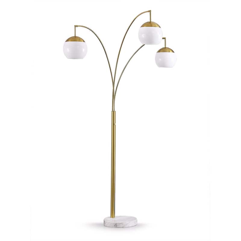 Metro 84"H Glass Globe 3-Light LED Dimmable Arch Floor Lamp with LED Vintage Bulbs
