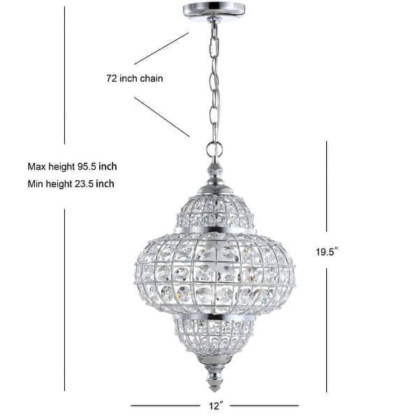 Juliette 12" Crystal/Metal LED Chandelier Pendant, Chrome by JONATHAN Y