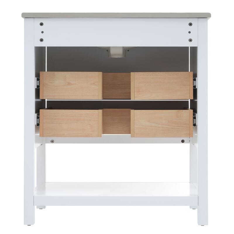 Bathroom Vanity with Sink, Vanity Set with 2 Drawers, Bathroom Storage Cabinet with Open Shelf and 2 Soft Closing Doors