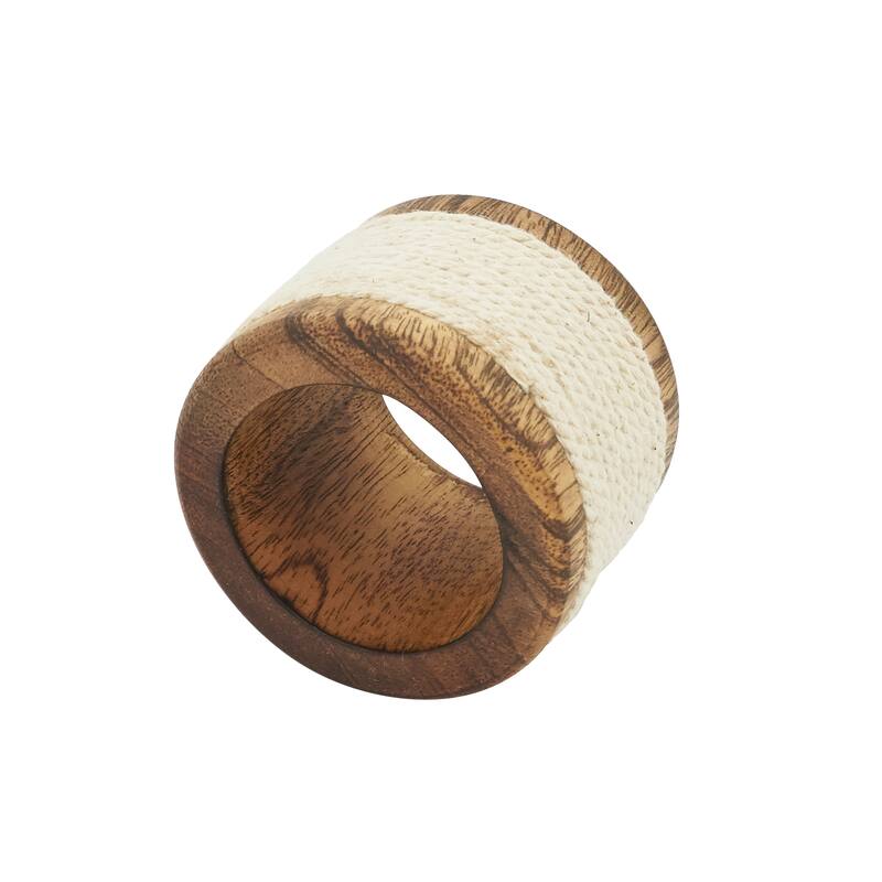 Napkin Rings With Rope and Wood Design (Set of 4) - Natural