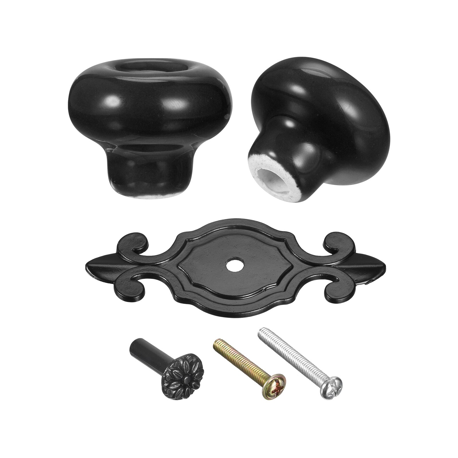black knobs for dresser 32x26mm Vintage Ceramic Drawer Pulls 6Pcs - Matte and Black - Bed Bath & Beyond cone shape knob would dressy gown Formal Dresses For Mature Size:M/42