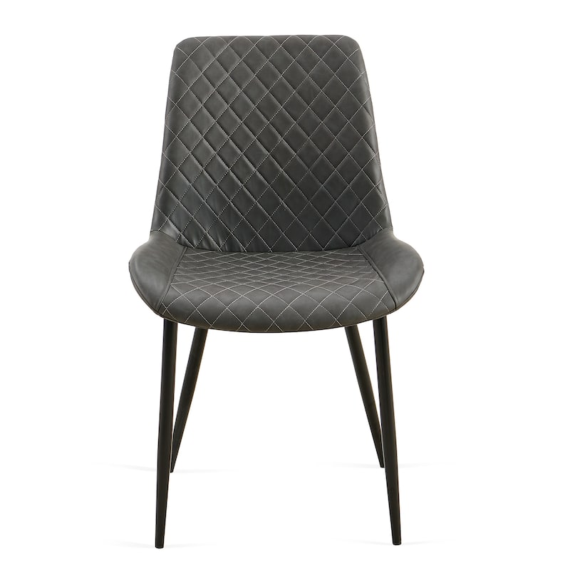 Dark Grey Leathaire Dining Chairs Set of 2,Mid-Century Modern Leathaire Chairs Kitchen Living Room Armless Side Chair wi