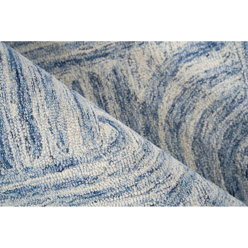 Exquisite Rugs Juno Handmade Hand-tufted New Zealand Wool on Canvas Blue/Ivory Area Rug