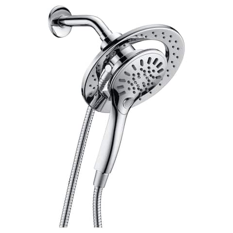 Magnetic Multi-Spray Retro-Fit 7.48 in. Dual Wall Mount Fixed and Handheld Shower Head in Brushed Nickel with Magna-Diverter