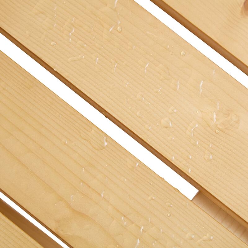 6-Person Outdoor Patio Wooden Round Picnic Table with 3 Built-in Benches and Umbrella Hole