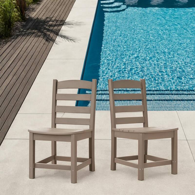 Armless Outdoor Chairs - HDPE Material Set of 2, Weather Resistant