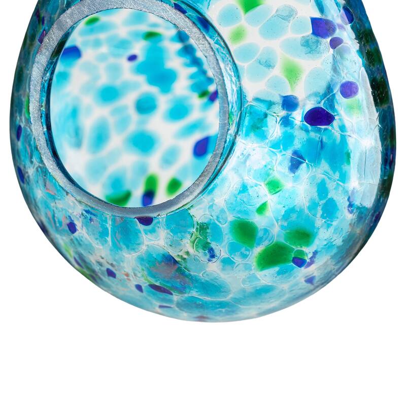 Glitzhome 6.75''H Glass Water Drop Hanging Dots Birdfeeder