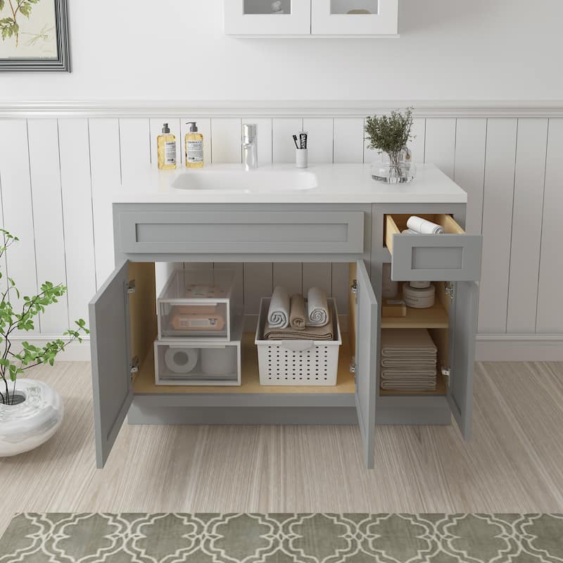 Vanity Art 42" Oak Freestanding Bathroom Vanity Cabinet without Top
