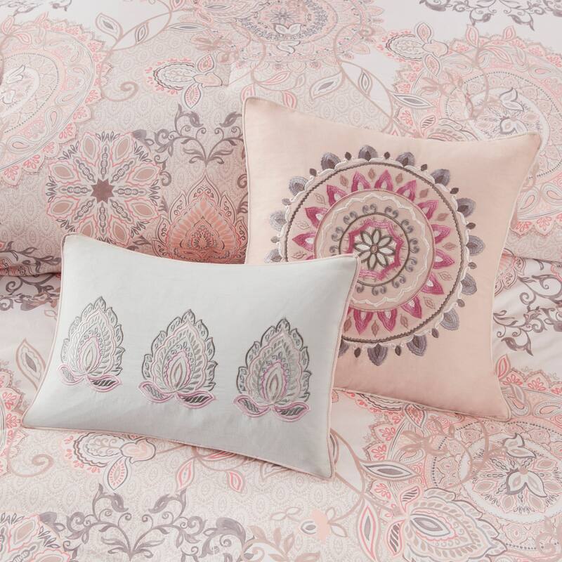 Madison Park Loleta 8 Piece Cotton Floral Printed Reversible Comforter Set