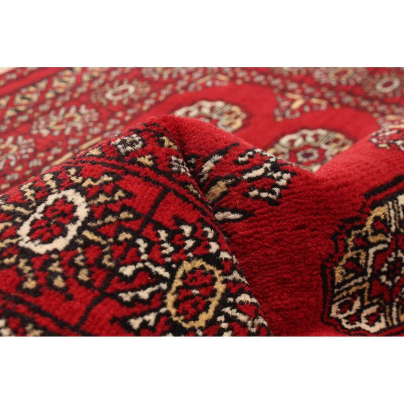 ECARPETGALLERY Hand-knotted Peshawar Bokhara Red Wool Rug - 3'1 x 4'9