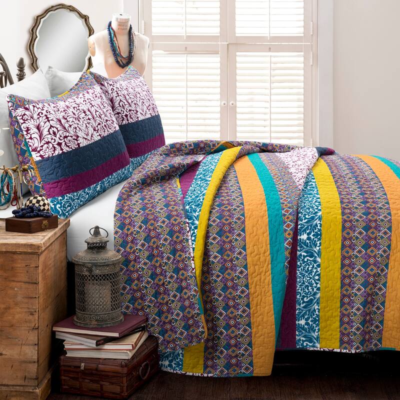 Lush Decor Boho Stripe Quilt Set