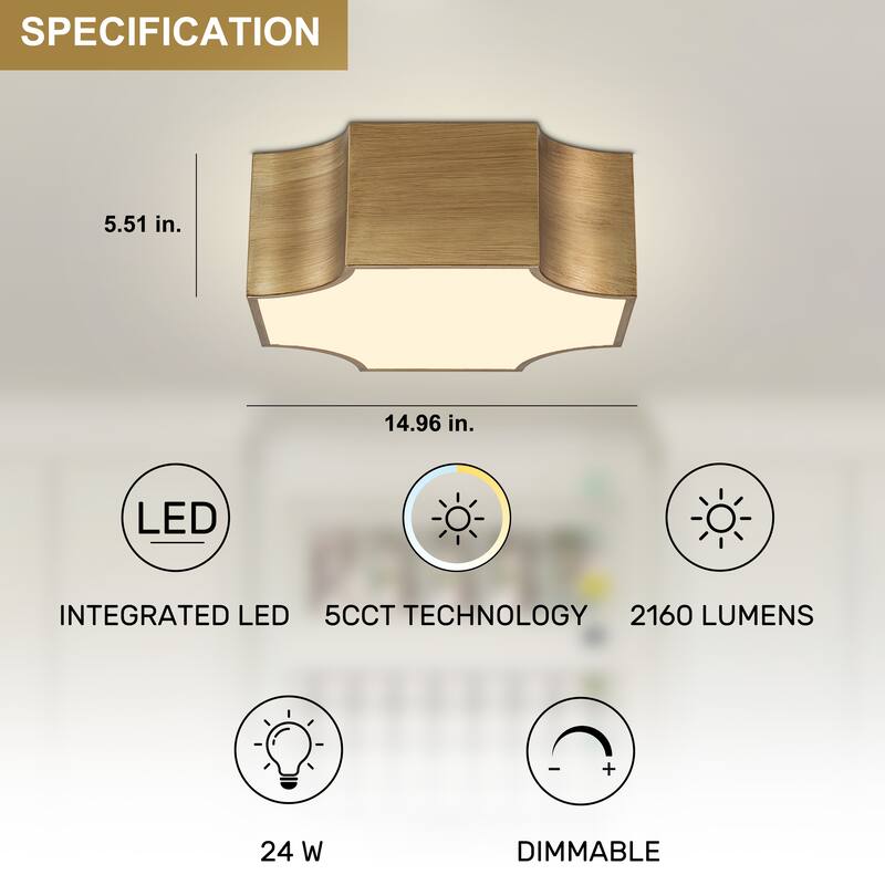 Starsky LED 5CCT Drum Ceiling Light Geometric Semi Flush Mount - Antique
