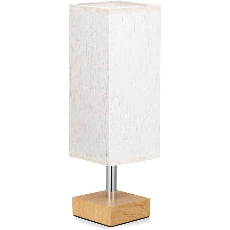 Minimalist Nightstand Lamp with Square Shade - 	Beige