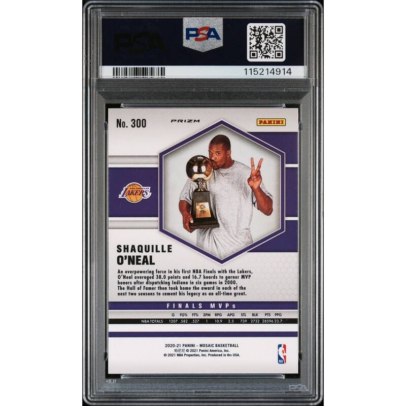 Shaquille O'Neal 2020 Panini Mosaic Gold Wave Signed Basketball Card #300 Auto PSA 115214914 - 8' x 11'