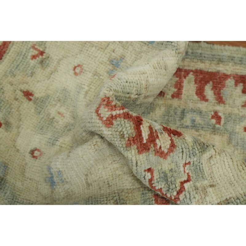 Handmade Wool Oushak Vegetable Dye Accent Rug, Medallion Geometric Carpet - 3' 0'' X 2' 0''