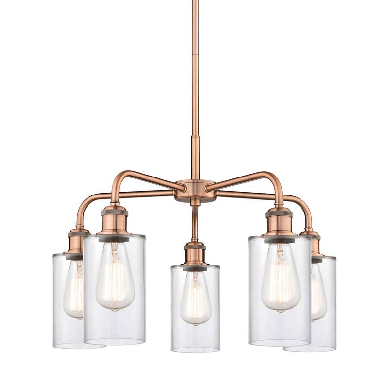 Innovations Lighting 516-5CR-15-22 Clymer Chandelier Clymer 5 Light - Antique Copper / Clear