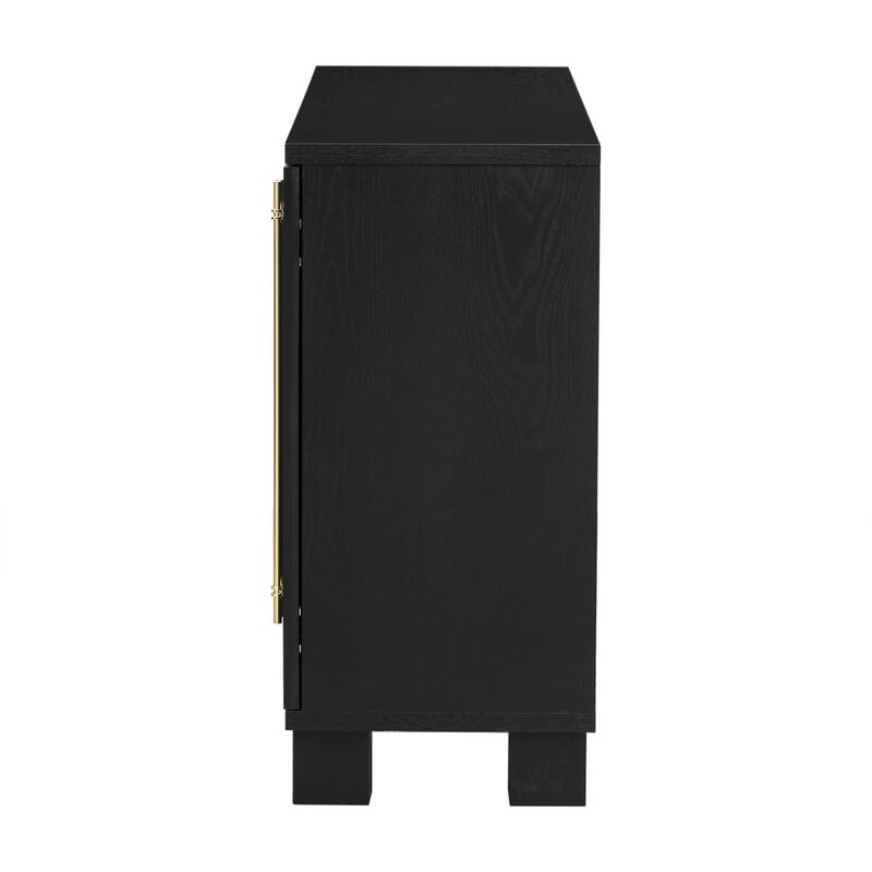 Wood Sideboard with Adjustable Shelves and Gold Handles