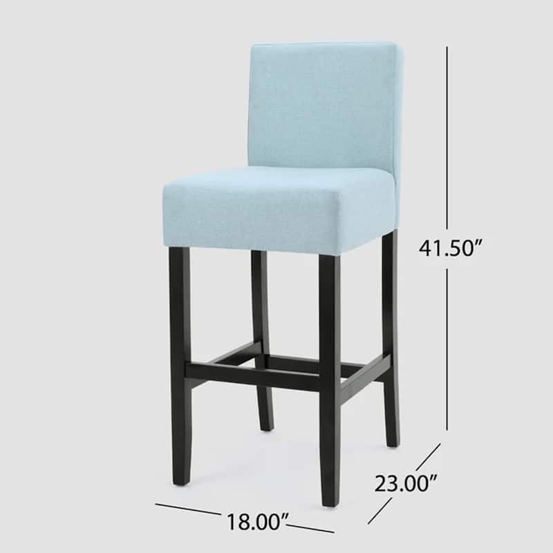 Roomfitters 30-Inch Fabric Bar Stools, Set of 2 Upholstered Bar Height Chairs with Wood Frame, Light Blue