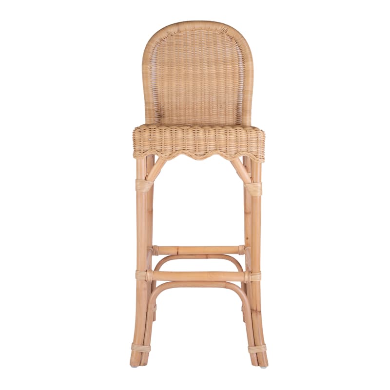 Flora Rattan 30" Scalloped Edge Bar Stool