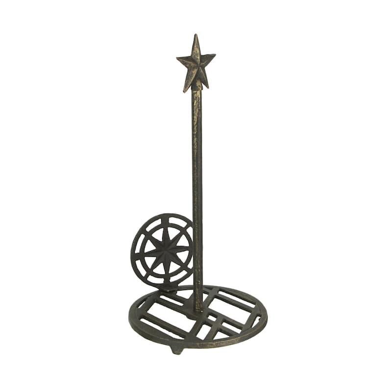 Zeckos Cast Iron Nautical Compass Rose Countertop Paper Towel Holder - 14.5 X 7 X 7 inches