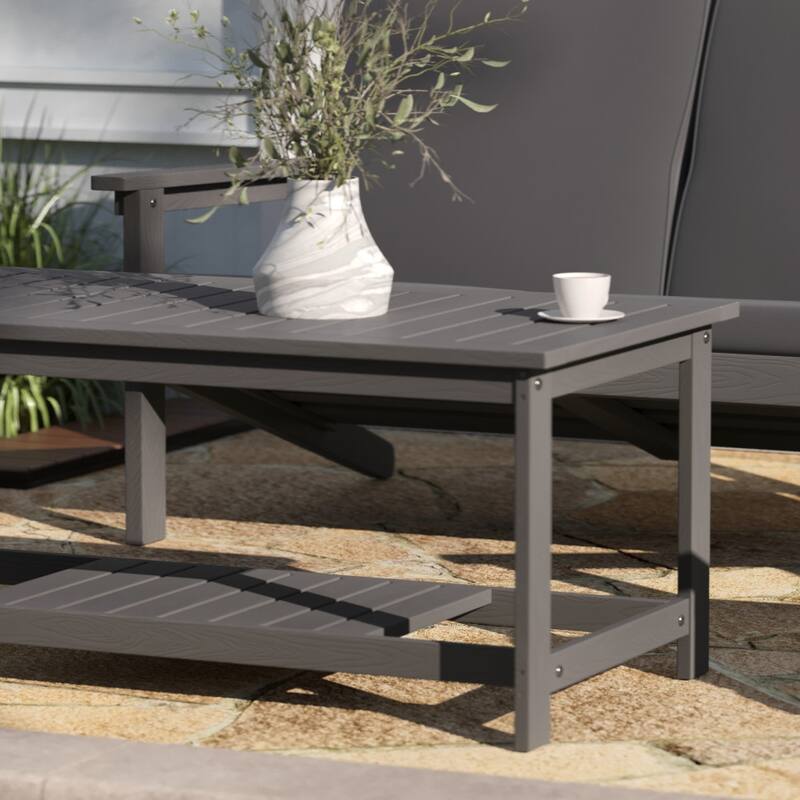 Indoor/Outdoor Poly Resin 2-Tier Adirondack Coffee Table
