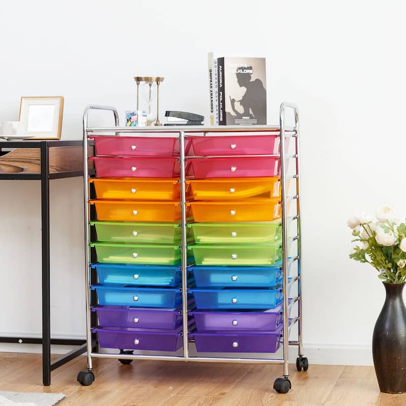 Gymax Office Rolling Cart 20 Storage Drawers Scrapbook Paper Studio