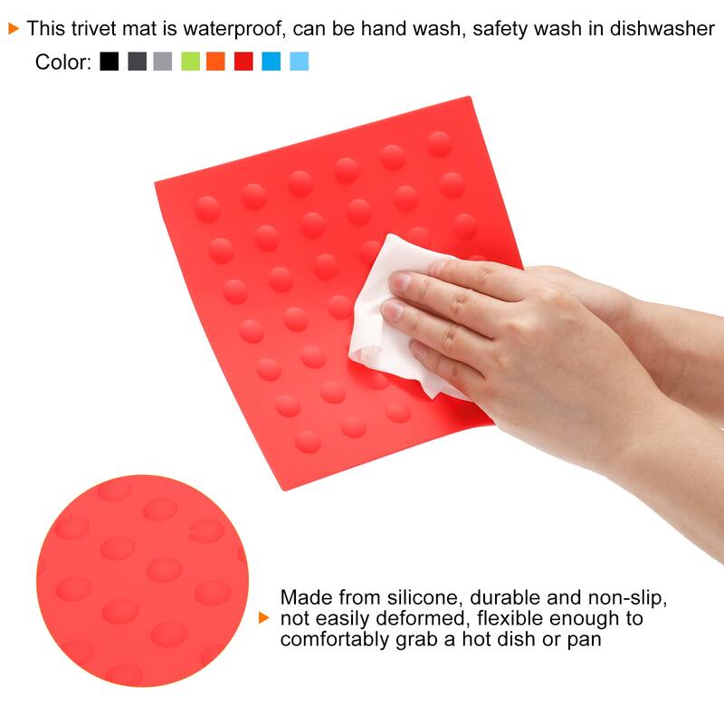 Silicone Trivet Mats 2pcs, Square Dots Dish Drying Mat- Light Blue, Green - Light Blue, Green