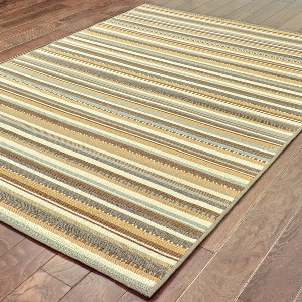 Aurora Grey Gold Geometric Outdoor Casual Area Rug - Bed Bath & Beyond ...