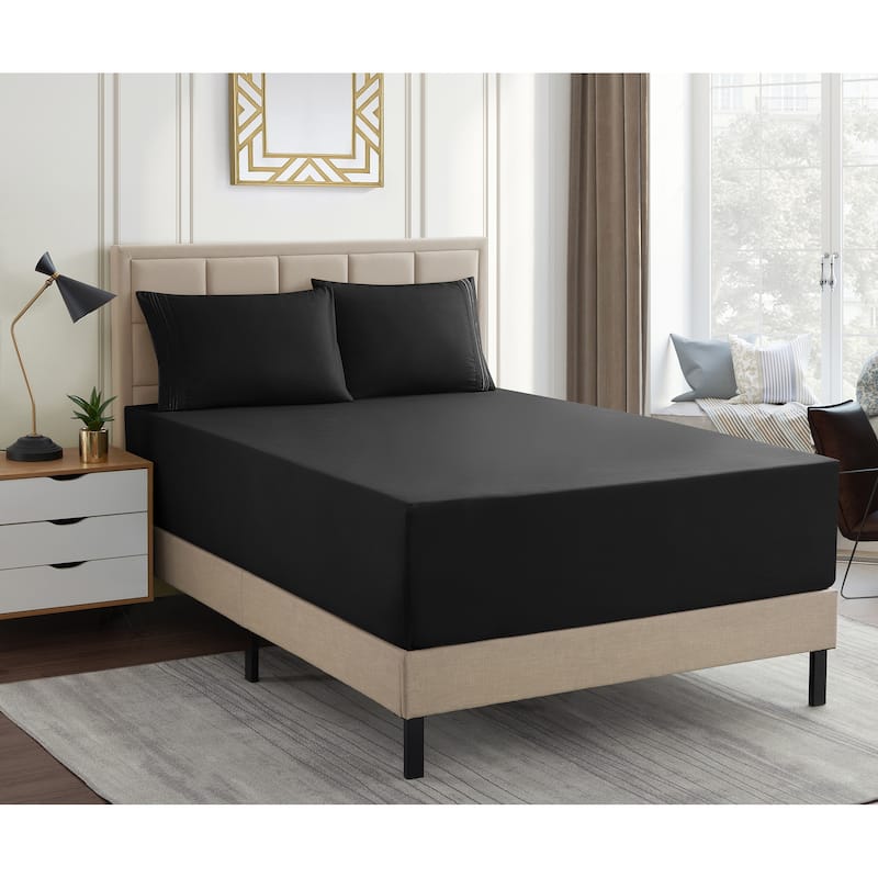 Sweet Home Collection Extra Deep 21 Inch Pocket Sheet Set - Black - Queen
