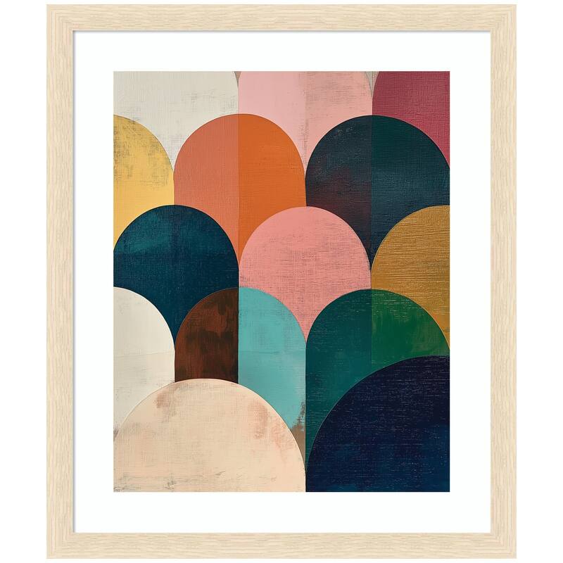 Kate and Laurel Framed Art Minimalist Geometric Abstract Jewel Tone by The Creative Bunch Studio - 22x26 - Natural