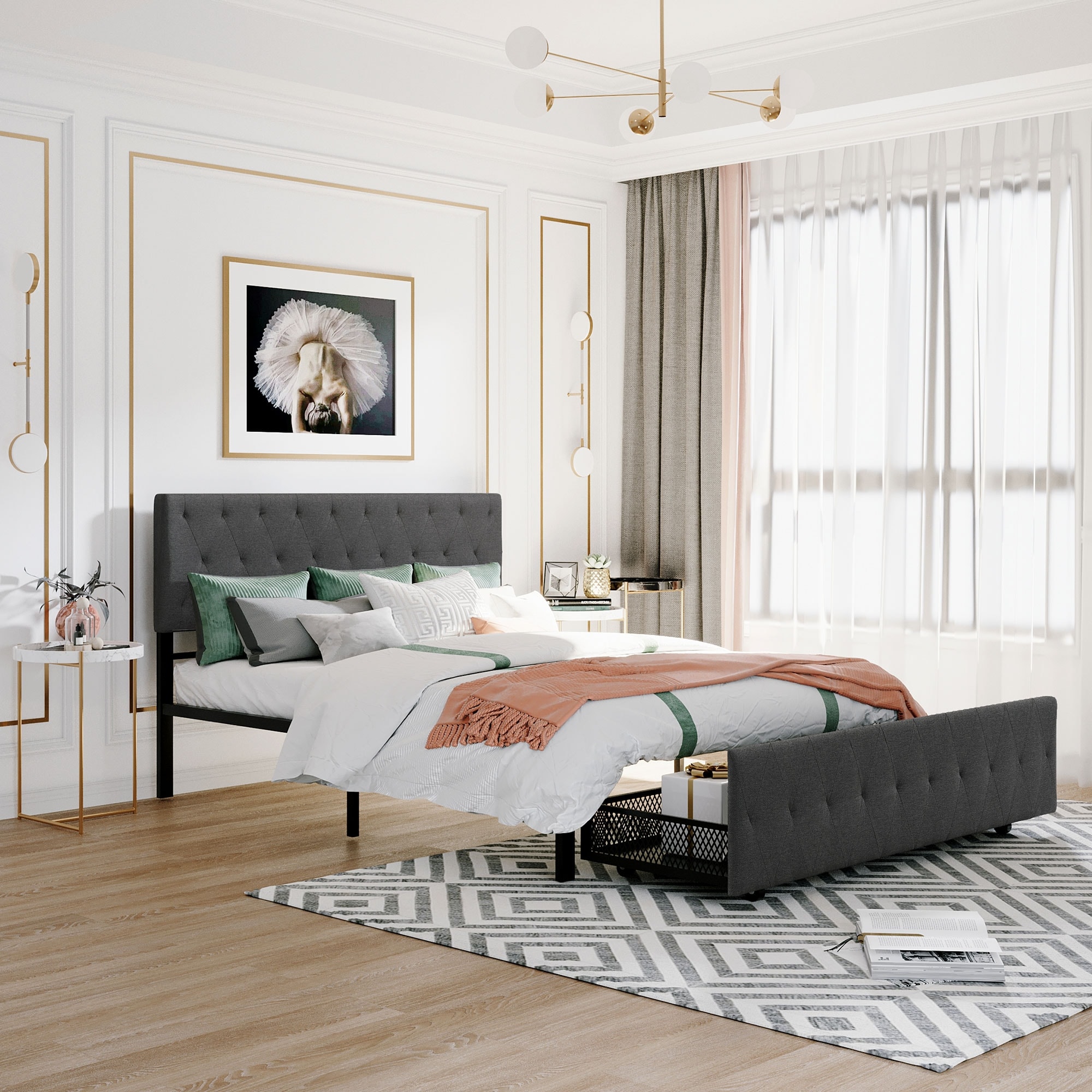 Metal ottoman store bed