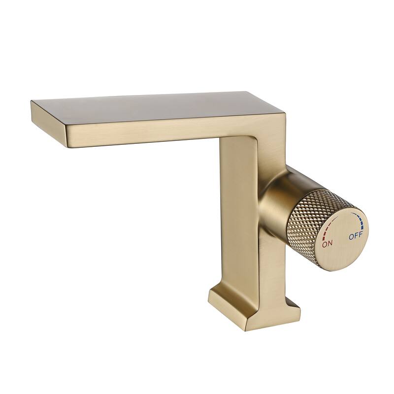 5.63"H Solid Brass Single Handle Single Hole Bathroom Sink Faucet - Brushed Gold